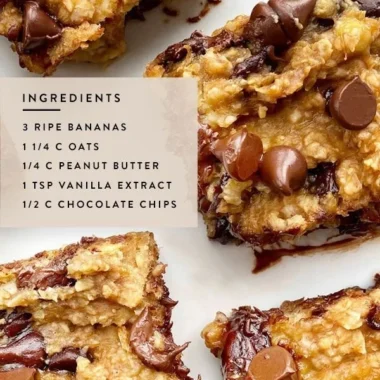 Delicious homemade 4 ingredient peanut butter banana bars served on a plate.