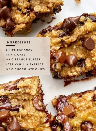 Delicious homemade 4 ingredient peanut butter banana bars served on a plate.