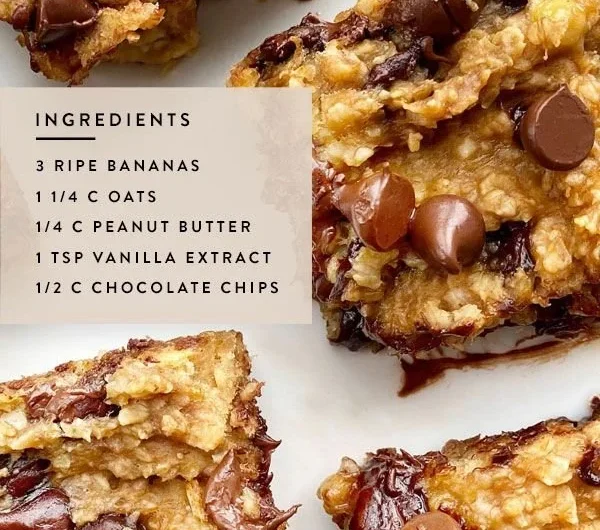Delicious homemade 4 ingredient peanut butter banana bars served on a plate.