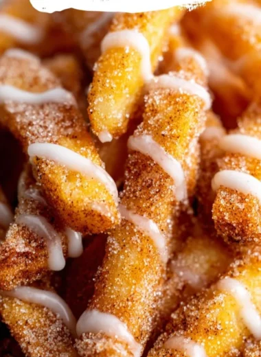 Delicious air fryer apple fries served with caramel dip