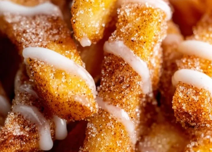 Delicious air fryer apple fries served with caramel dip