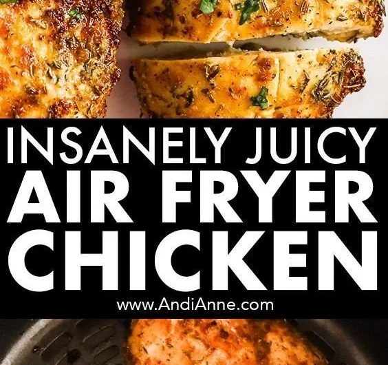 Juicy air fryer chicken breasts ready to serve