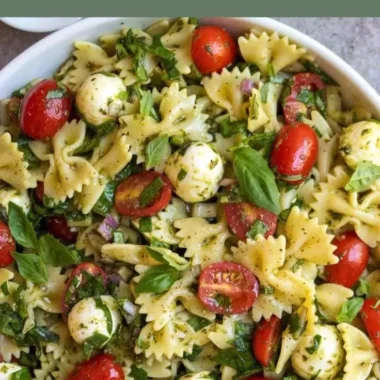 Colorful Bow Tie Pasta Salad with vegetables for a refreshing dish