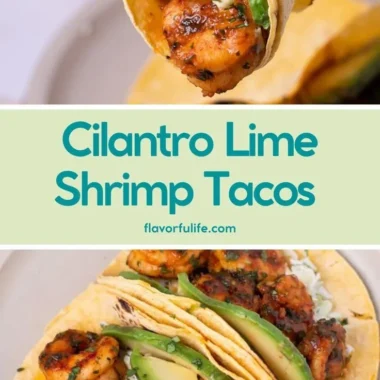 Cilantro lime shrimp tacos served with creamy slaw on a plate