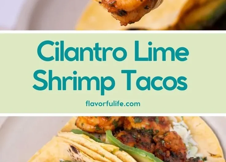 Cilantro lime shrimp tacos served with creamy slaw on a plate