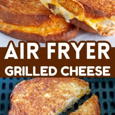 Easy Air Fryer Grilled Cheese Sandwich cooking in an air fryer.