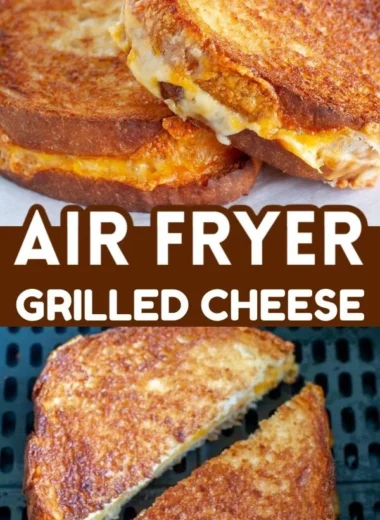 Easy Air Fryer Grilled Cheese Sandwich cooking in an air fryer.