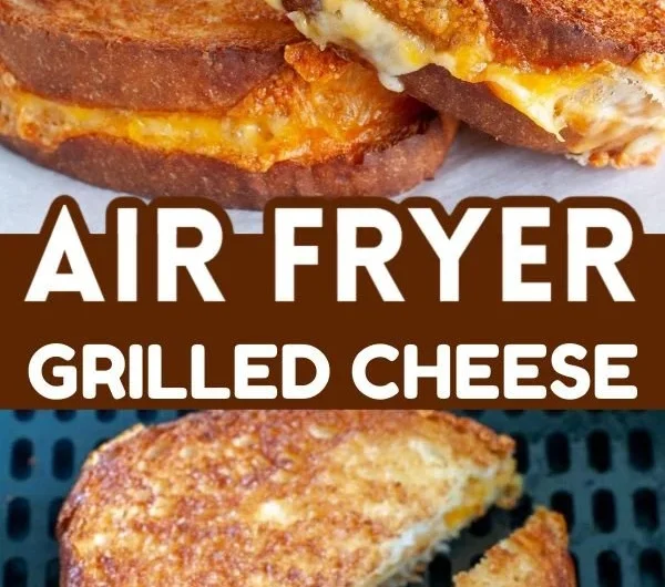 Easy Air Fryer Grilled Cheese Sandwich cooking in an air fryer.