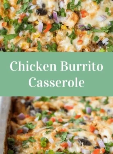 Healthy Chicken Burrito Casserole baked with flavors and wholesome ingredients