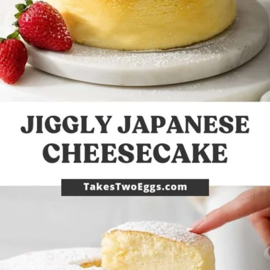 Fluffy Japanese Cotton Cheesecake served on a plate with fresh berries