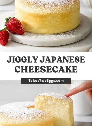 Fluffy Japanese Cotton Cheesecake served on a plate with fresh berries