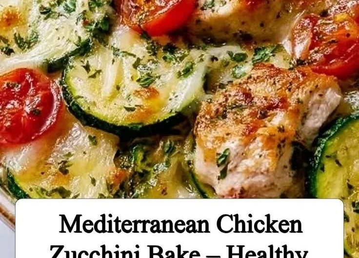 Mediterranean Chicken Zucchini Bake with colorful vegetables and herbs