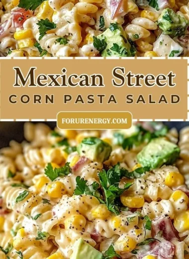 Mexican Street Corn Pasta Salad with vibrant ingredients and creamy dressing