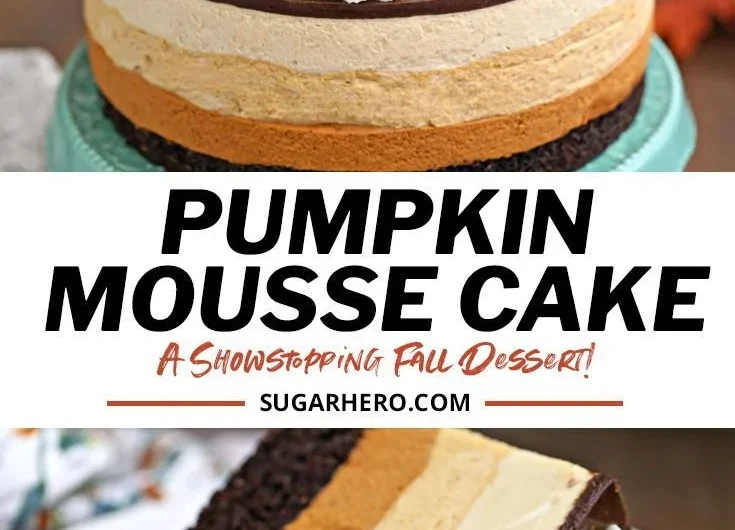 Delicious Pumpkin Chocolate Mousse Cake topped with chocolate drizzle and pumpkin decor