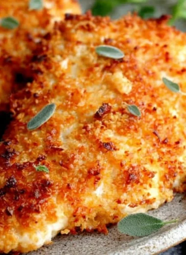 Air Fryer Parmesan Crusted Chicken with Mayo ready to serve on a plate