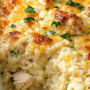 Delicious Angel Chicken Rice Casserole served in a baking dish