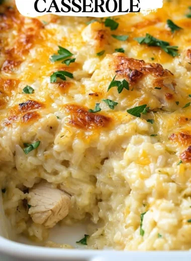 Delicious Angel Chicken Rice Casserole served in a baking dish
