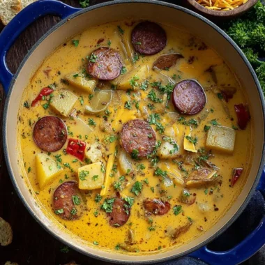 Bowl of delicious Cajun Potato Soup with herbs and spices