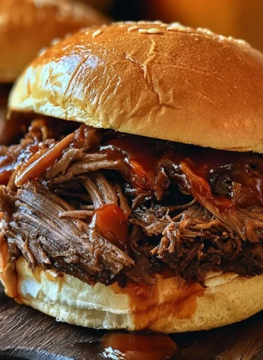 Delicious Crockpot BBQ beef sandwiches served on a platter with coleslaw