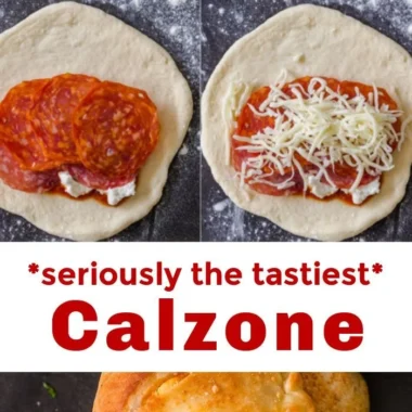 Homemade easy calzones filled with cheese and toppings