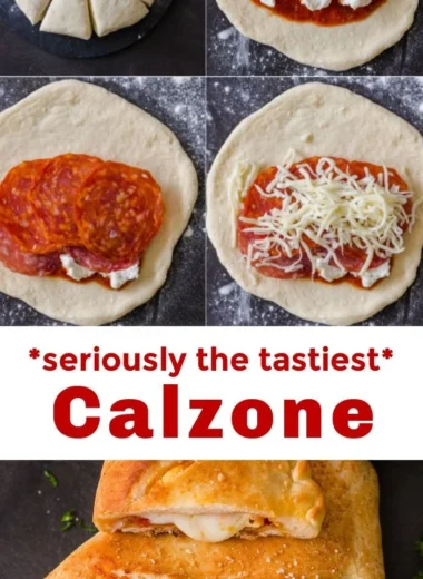 Homemade easy calzones filled with cheese and toppings
