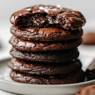 Fudgy brownie cookies with chocolate chunks on a baking sheet.
