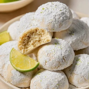 Delicious key lime cookies with a zesty citrus flavor on a plate.
