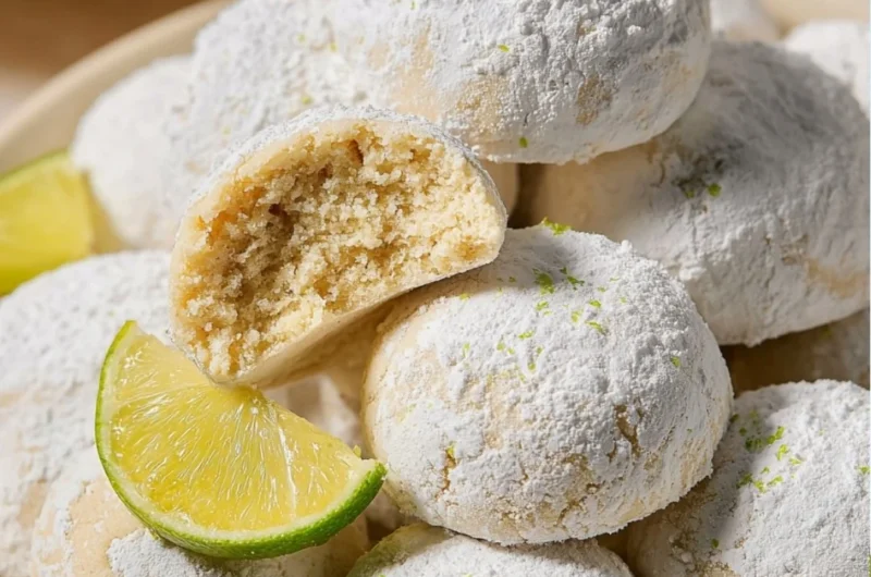 Delicious key lime cookies with a zesty citrus flavor on a plate.