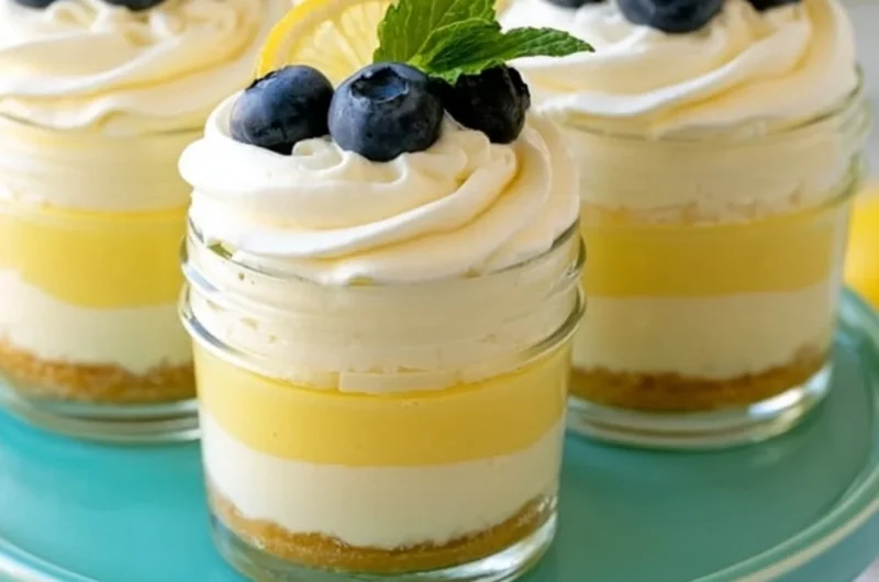 Delicious Lemon Cheesecake Mousse served in a dessert cup