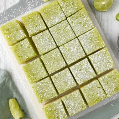Delicious lime bars with a tart and sweet flavor, perfect for dessert.