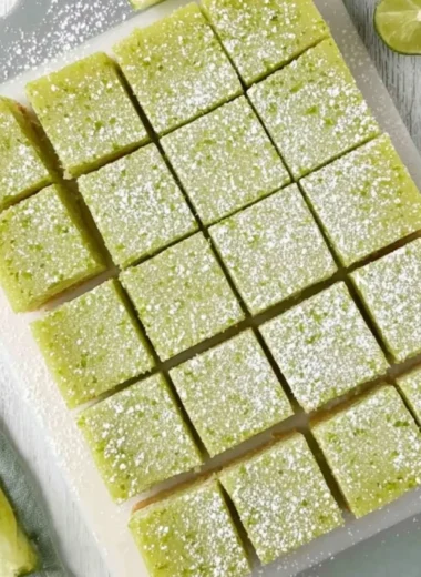 Delicious lime bars with a tart and sweet flavor, perfect for dessert.