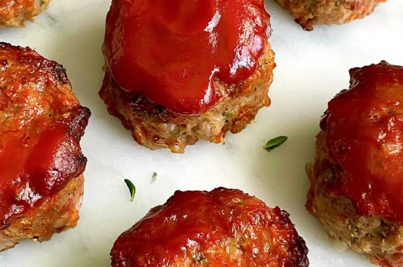 Deliciously baked mini meatloaves served with mashed potatoes