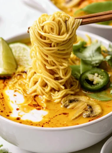 Bowl of quick vegan curry with colorful veggies and spices