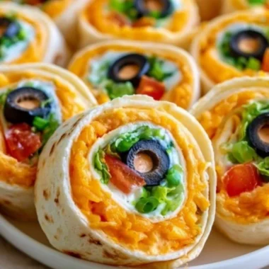 Taco Cream Cheese Pinwheels served on a platter with toppings