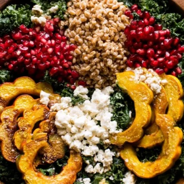 Autumn Harvest Salad with fresh pomegranates and seasonal ingredients