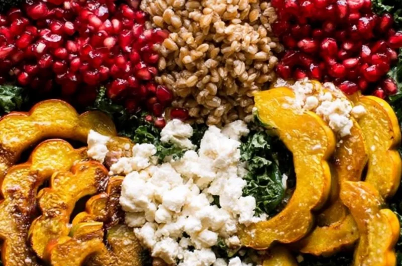 Autumn Harvest Salad with fresh pomegranates and seasonal ingredients