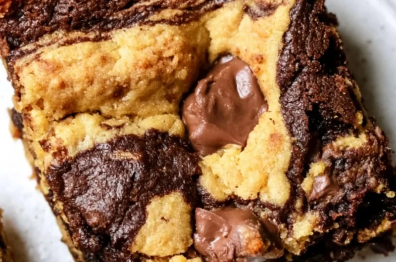 Freshly baked brookies combining chewy brownies and soft cookies.