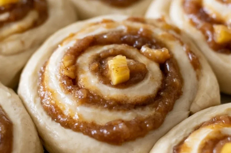 Delicious Caramel Apple Cinnamon Rolls fresh out of the oven