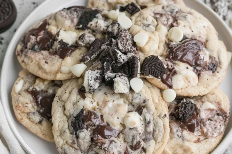 Delicious cookies and cream cookies with chocolate chunks and cream filling