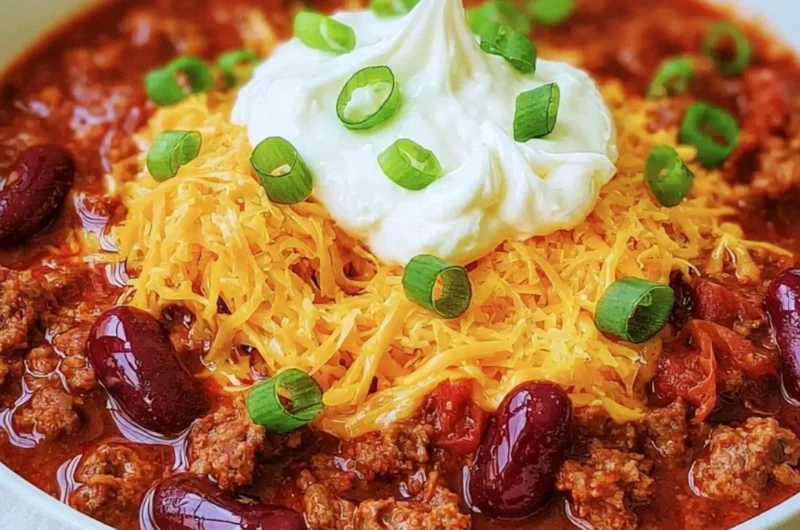 Cozy Crock Pot Chili made with beans, tomatoes, and spices in a slow cooker.