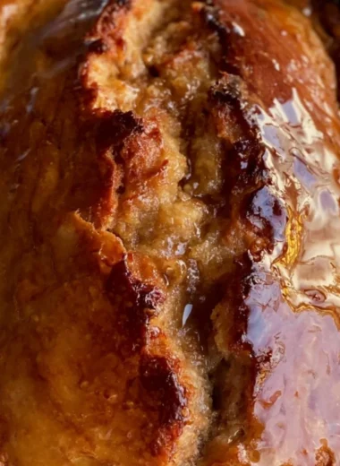 Cozy sourdough banana bread with rich texture and flavors, made from sourdough discard.
