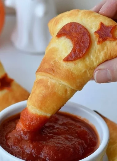 Crescent Roll Witch Hats baked and decorated for Halloween treats