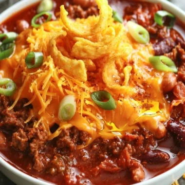Bowl of delicious tomato soup with herbs and spices, served with beef chili