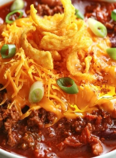 Bowl of delicious tomato soup with herbs and spices, served with beef chili
