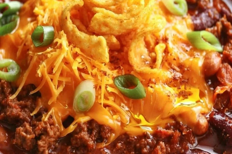 Bowl of delicious tomato soup with herbs and spices, served with beef chili