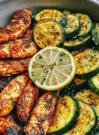 Delicious easy Asado Chicken served with lemon zucchini sauté