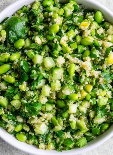 High-protein Asian salad with fresh vegetables and dressing