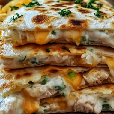 High-protein chicken ranch quesadilla ready to serve
