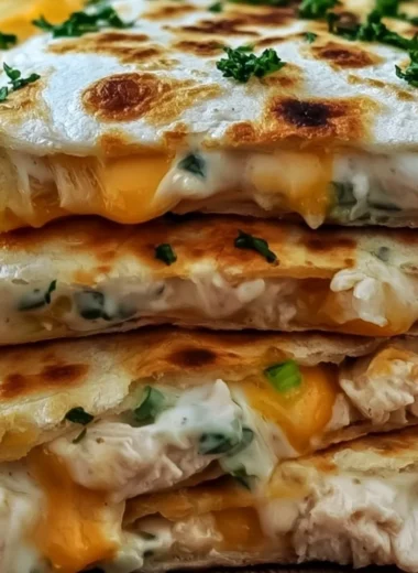 High-protein chicken ranch quesadilla ready to serve