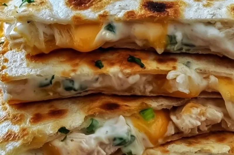 High-protein chicken ranch quesadilla ready to serve